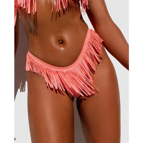 

women's swimwear 2021 summer tassel low waist bikini push-up swimming women beach suit bathing fringe swimsuit o1x4, White;black