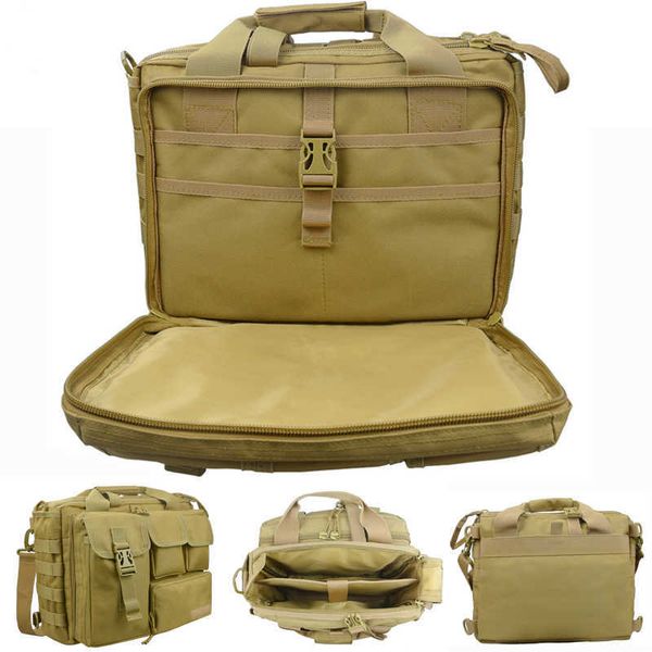 37x29x20cm Großer mehrschichtiger Militärrucksack Taktische Molle Umhängetasche Laptop Handtasche Aktentasche Outdoor Camping Jagdtasche Q0721