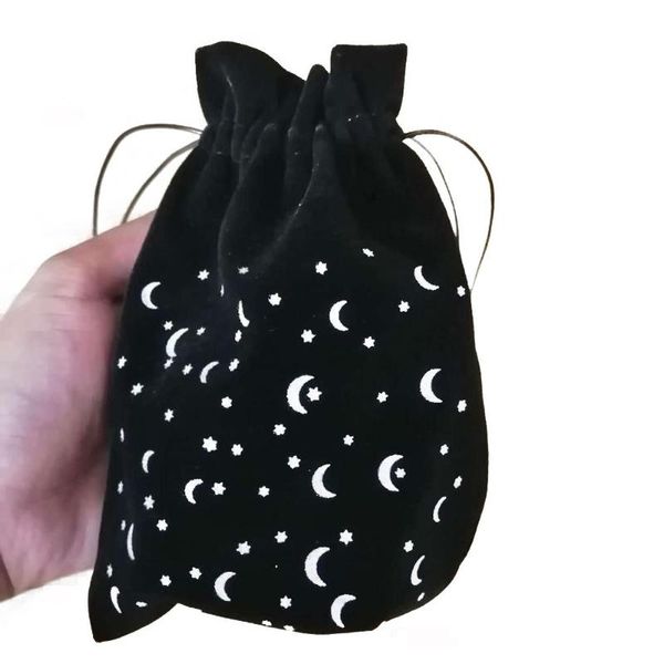 

storage bags 13x18cm thick velvet tarot bag star moon pattern protective card board game embroidery drawstring dropship