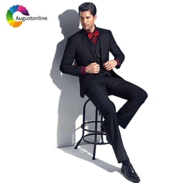 

men's suits & blazers black slim fit men business prom wear 3 pieces (jacket+pants+vest) wedding groom tuxedos man blazer s9q, White;black