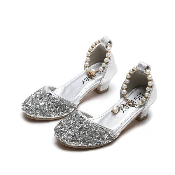 

summer girls high heel princess sandals children shoes glitter leather kids for party dress weddin sneakers, Black;red