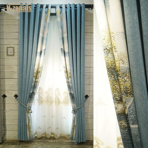 

curtain & drapes embossed cloth style curtains for living room and bedroom chenille semi blackout high shading(70%-90%)
