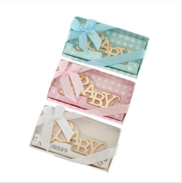 

30pcs/lot baby birthday party favors golden words beer openers favor