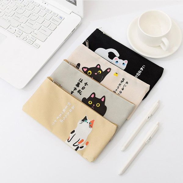 

office oxford cloth kawaii cat pencil case school student box supplies bags