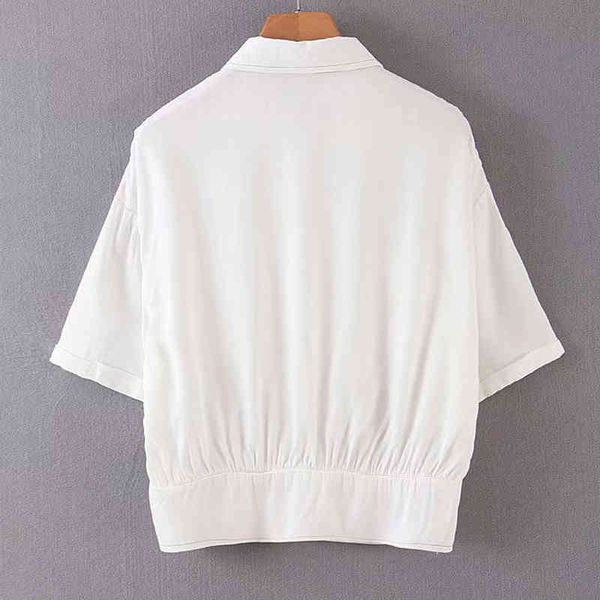 

blouses summer new fashion wild harajuku women's shirt lapel single-breasted tooling loose line simple personality chic female top, White