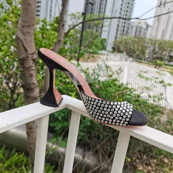 

amina muaddi fashion sandals amina muaddi paloma slipper black suede white crystals pvc straps shoes wuv