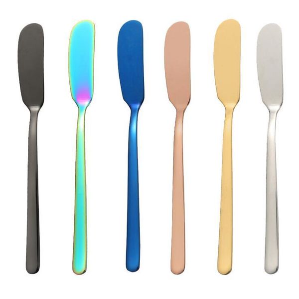 7 cores 304 aço inoxidável manteiga faca de queijo sobremesa geléia espalhador creme facas western cutlery bebê ferramenta de alimentação