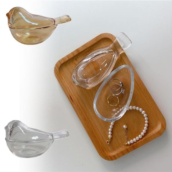 

jewelry pouches, bags 45bc ins style amber bird glass storage jar vintage ring necklace box home decoration, Pink;blue