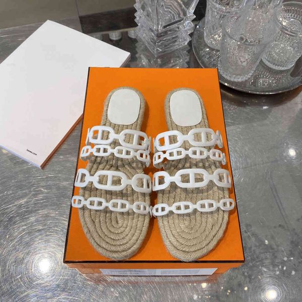 

slipper new h pig nose chain straw slippers in summer 2020zly, Black