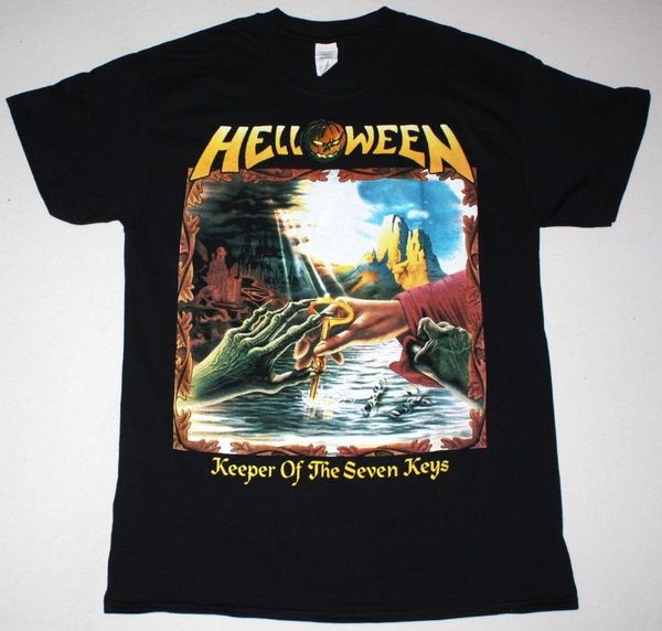 

men's t-shirts helloween keeper of the seven keys ii black t shirt heavy metal gamma ray rage men shirts 100% cotton classic, White;black