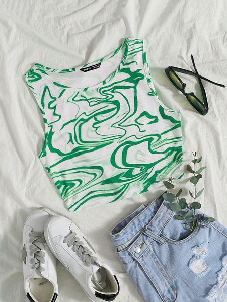 

marbled rib-knit tank i0og#, White