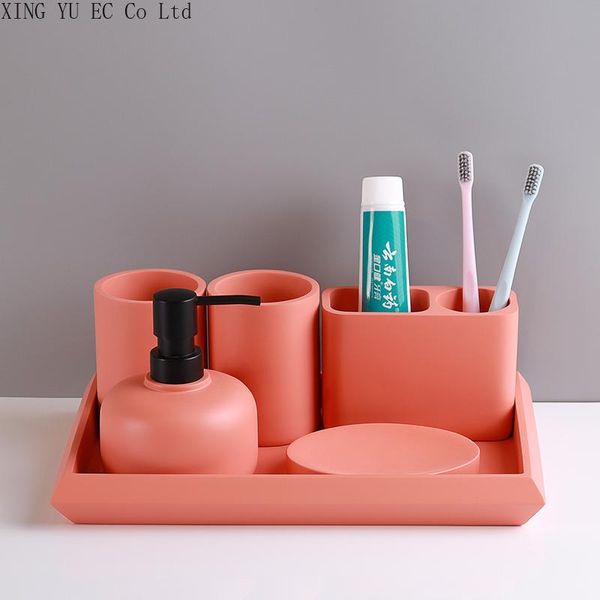 

resin bathroom supplies mouthwash cup lotion bottle soap dish brushing holder simple decoration nordic home furnishing bath accessory set