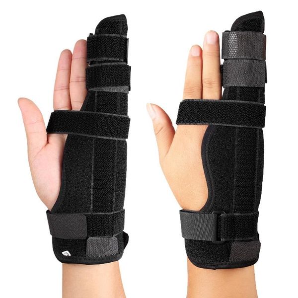 

wrist support finger splint joints protector brace fracture stabiliser aluminium guard, Black;red