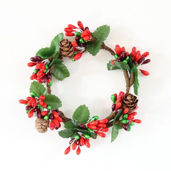 

decorative flowers & wreaths artificial christams garland handmade diy wall decoration pine cones red fruit wreath door window hanging penda