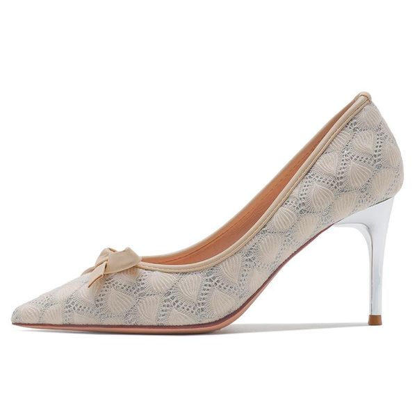 

sandals fashion pointed-toe plaid bow-knot thin heel high-heeled shoes autumn color matching shallow mouth single, Black