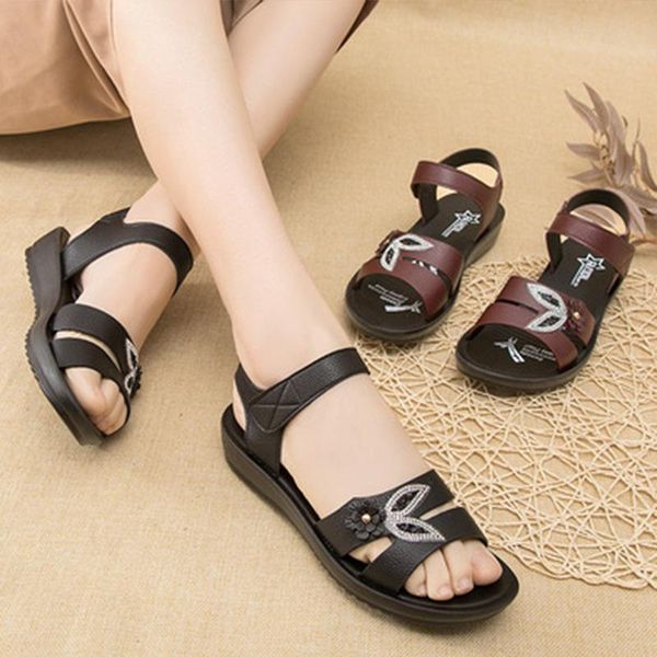 

sandals summer classic mom hook loop walking shoes women slides large size black woman 40 41
