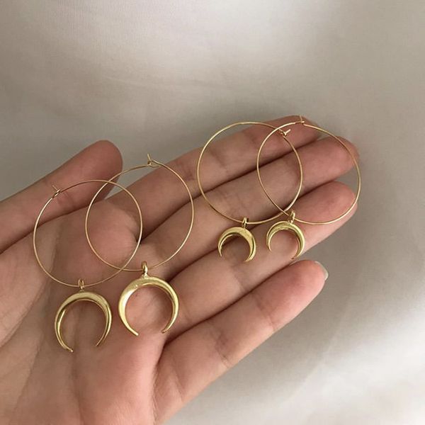 

factory wholesale new horn moon women's personality exaggeration fashion earrings ins ear clip e236 party gift