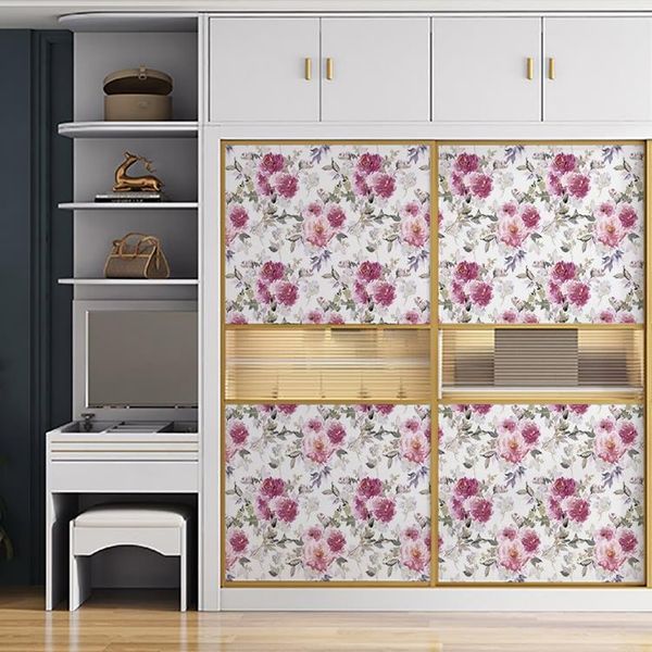 

window stickers vintage pink flower waterproof aesthetic romance art self adhesive vinilo muebles adhesivo home decor ei50pt