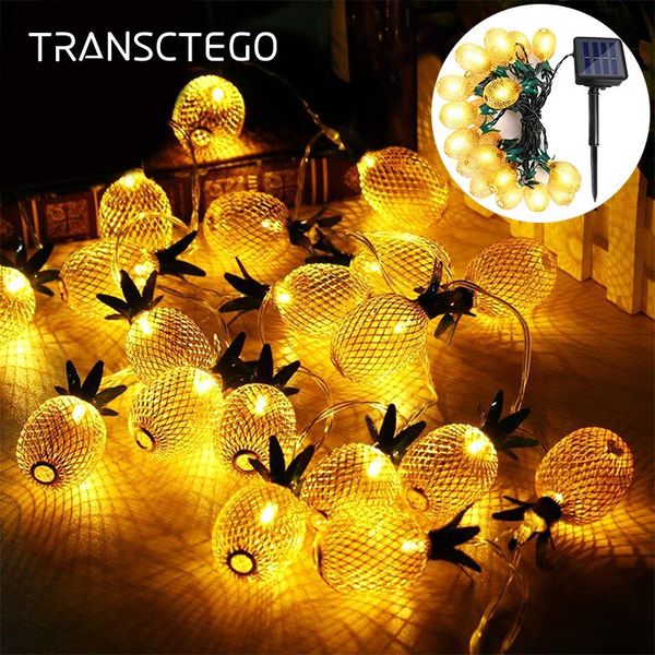 

solar lamps christmas led pineapple string light waterproof powered hanging for outdoor garden decoration home party lamp