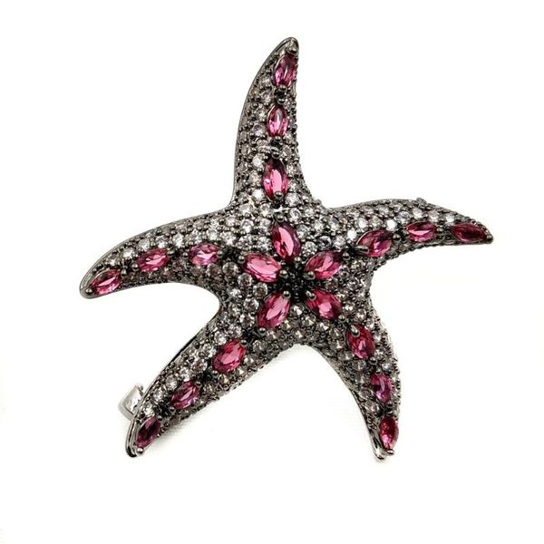 

pins, brooches chic vintage micro pave cz dancing black starfish brooch marquise cut pink stone deco statement sea star pin women beach jewe, Gray