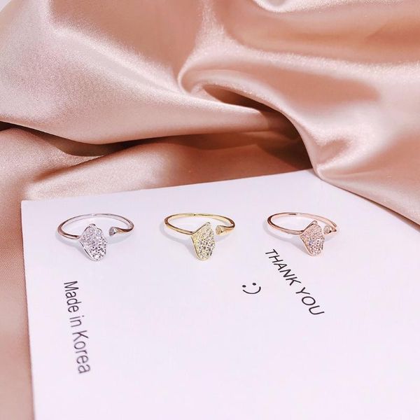 

cluster rings real 925 sterling silver luxury openable exquisite dazzling moissanite charming shiny ring women enchanting apricot leaf, Golden;silver