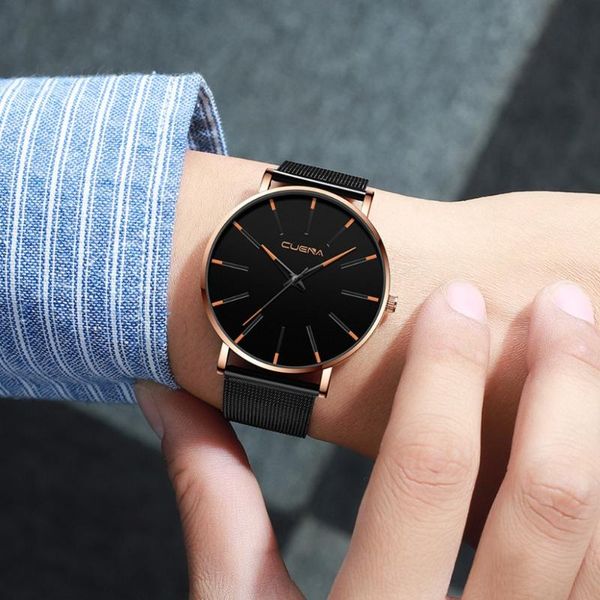 

wristwatches luxury men watches quartz watch alloy dial stainless steel mesh band casual bracele ultra thin clock relogio mascu, Slivery;brown