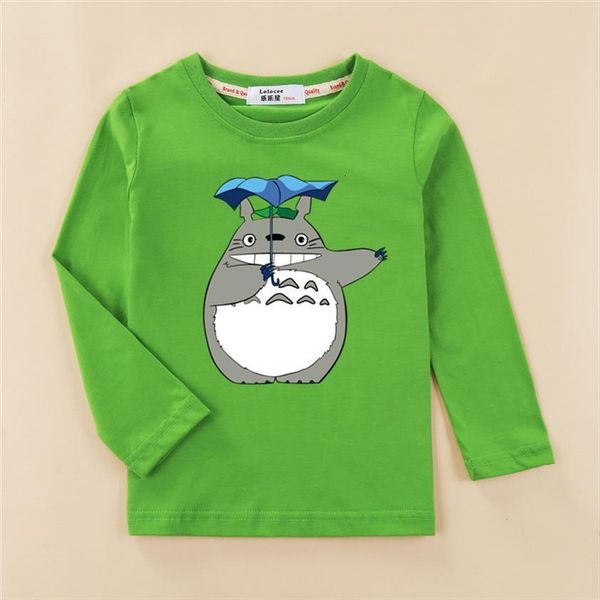 

boy cartoon 3d t shirt totoro print kids cotton long sleeve baby girl clothes tees 3 14t tshirts, Blue
