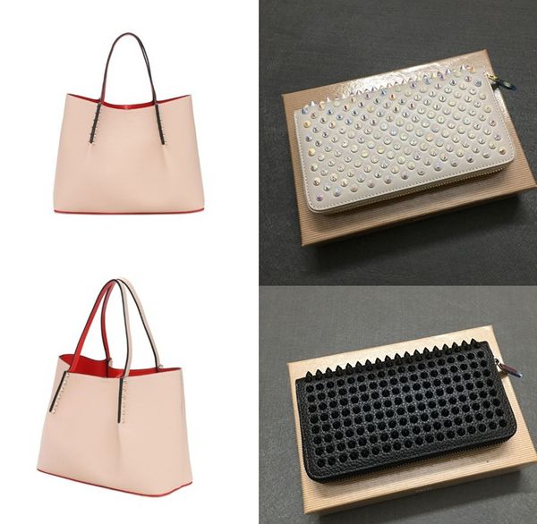 

big handbag+ small wallets 2pic women men rivet shoulder bag fashion handbag genuine leather totes redbottoms bags