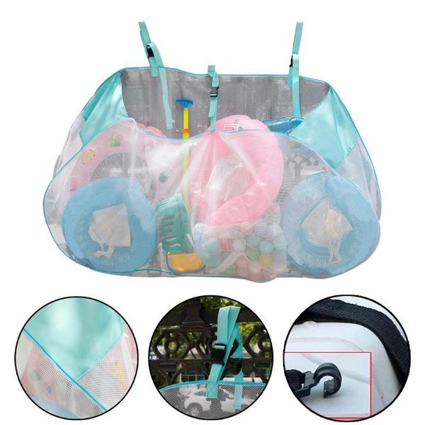 

life vest & buoy children's swimming pool storage bag large capacity foldable hook mesh beach toy sundries accessories