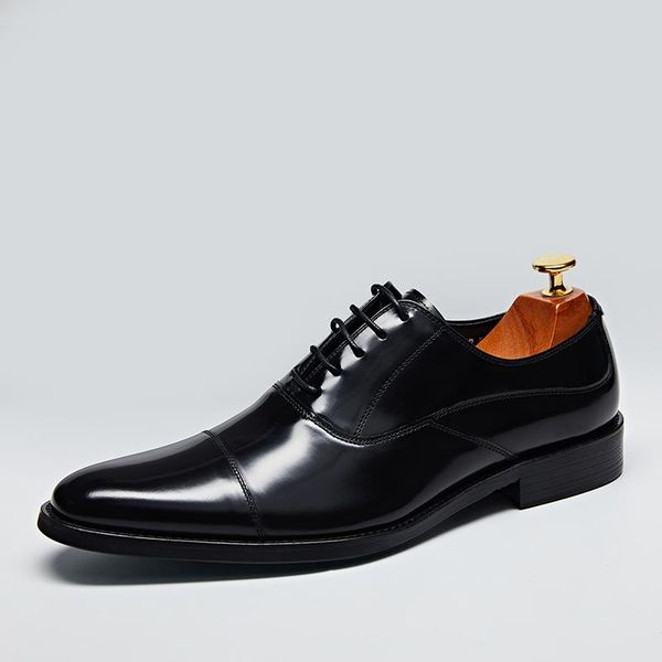 

dress shoes leather business formal wear men's wedding comfortable breathable genuine, Black