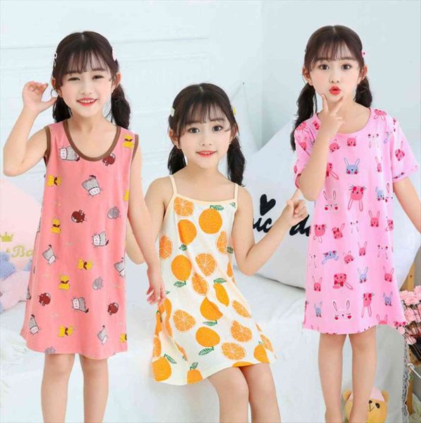 

summer girls nightgown pajamas girl dress kids short sleeved nightdress cute 100% cotton child baby sleeping size 8 10 12, Red;yellow