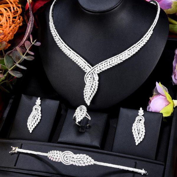 

earrings & necklace missvikki luxury africa charm cz 4pcs jewelry sets for women party zircon lady bridal wedding, Silver