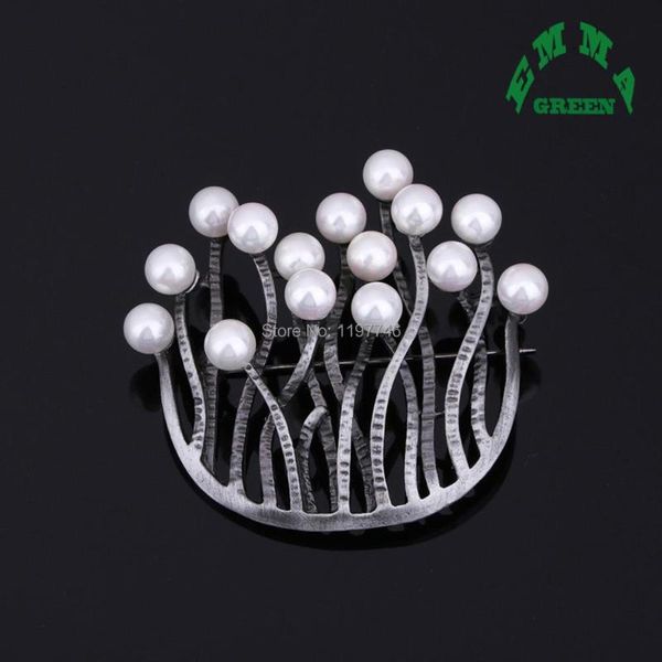

pins, brooches coral simulated pearls brooch for women elegant opal badges corsages female sweater suit accessory, Gray
