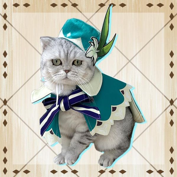 

cat costumes style pet clothes costume game genshin impact venti cosplay anime project hat scarf cloak set