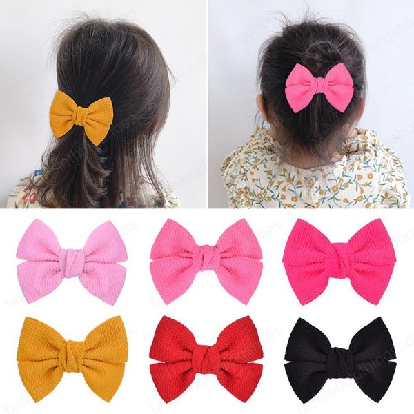 

baby girls barrettes corn pattern clips kid cute hairpins clip hairgrips children 4inch big bow wrapped safety bb clipper kids hair accessor, Slivery;white