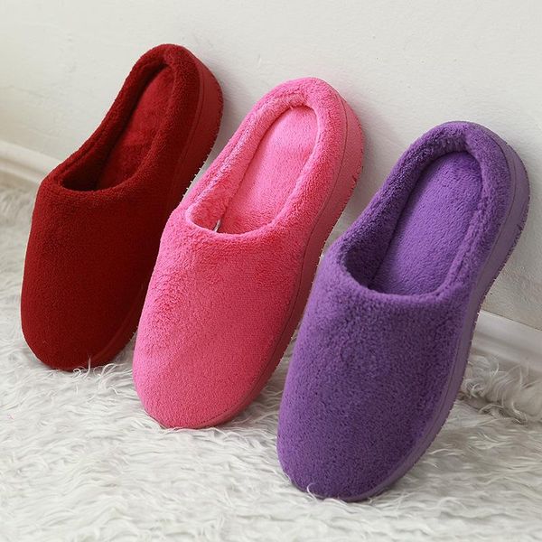 

winter women's cozy fuzzy home slippers memory foam house outdoor indoor warm plush cotton sheep lovers coupleÂ comfort, Black