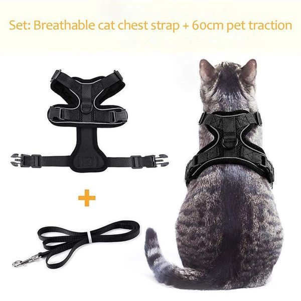 

cat collars & leads breathable harness with leash for walking escape proof adjustable easy control vest harnesses cats dogs pet supplies