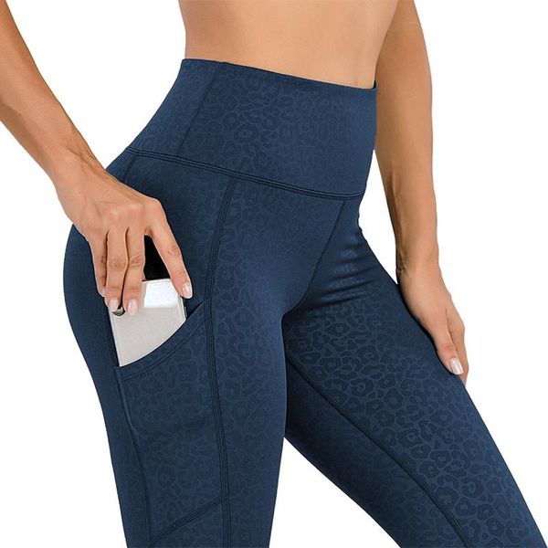 

women's leggings leopard print with pockets slim high waist gym sports fitness pants athletic legging workout tie dye leggins, Black