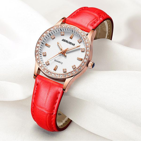 

wristwatches geruisha women watches luxury brand female clock fashion lady ultra-thin analog wristwatch waterproof quartz watch for, Slivery;brown