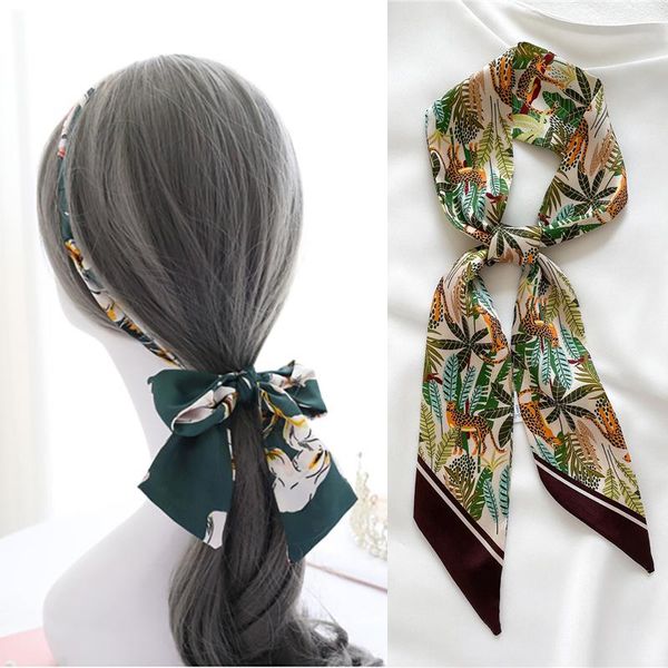 

hair accessories silk handband for women long scarf paisley ribbon print elegant necktie bag wrist bandana girl belt headscarves