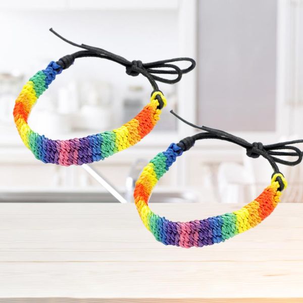 

charm bracelets 2pcs portable gay and lesbian pride hand chain homosexual rainbow strap bracelet jewelry supplies, Golden;silver