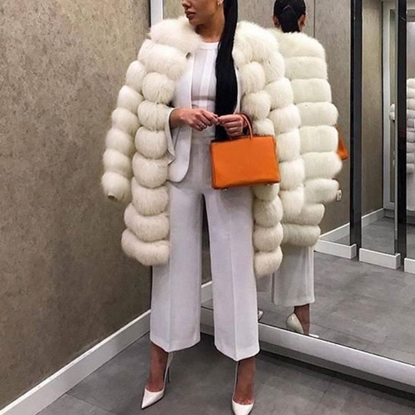 

jackets white thick warm outerwear plus size 3xl long sleeve o -neck jacket winter fashion women faux fur furry coat overcoat, Black;brown