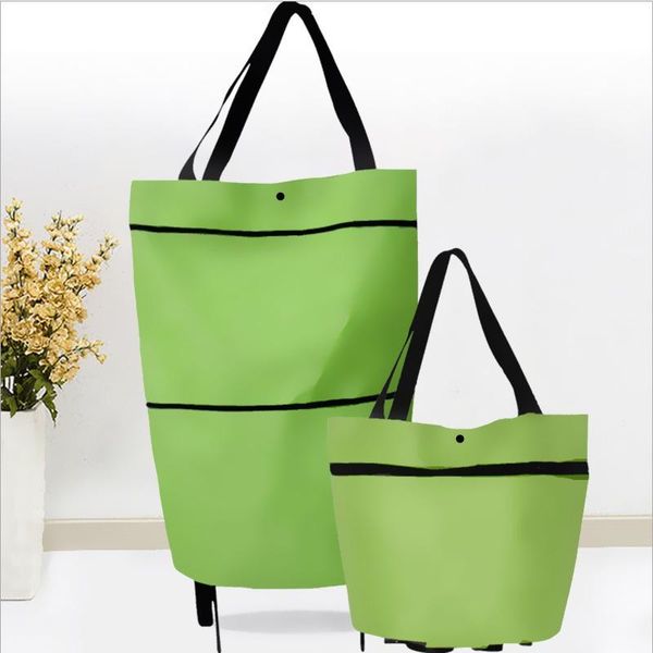 

storage bags folding shopping pull cart trolley bag with wheels foldable reusable grocery food organizer vegetables