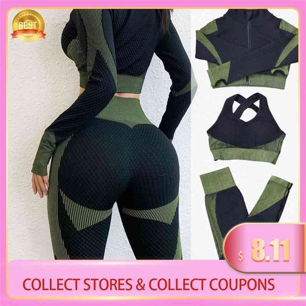 

1/2/3 pcs fitness set seamless women sportswear suit yoga clothing female gym suits workout running clothes, Black;white