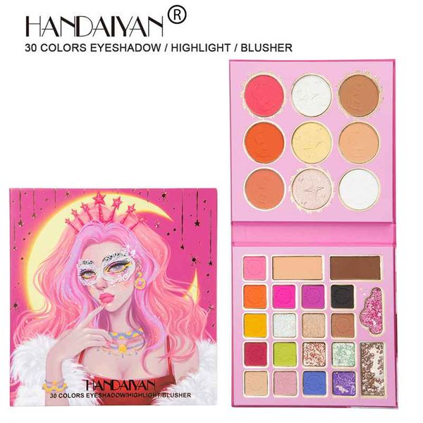 Máscara menina 30 cor romã sementes de olho paleta de olho shimmer glitter fosco fosco highlighter blusher pigmentado pó