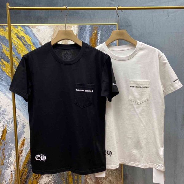 

ch summer new ch cro short sleeve men's cotton t-shirt cross sanskrit print round neck fashion brand, White