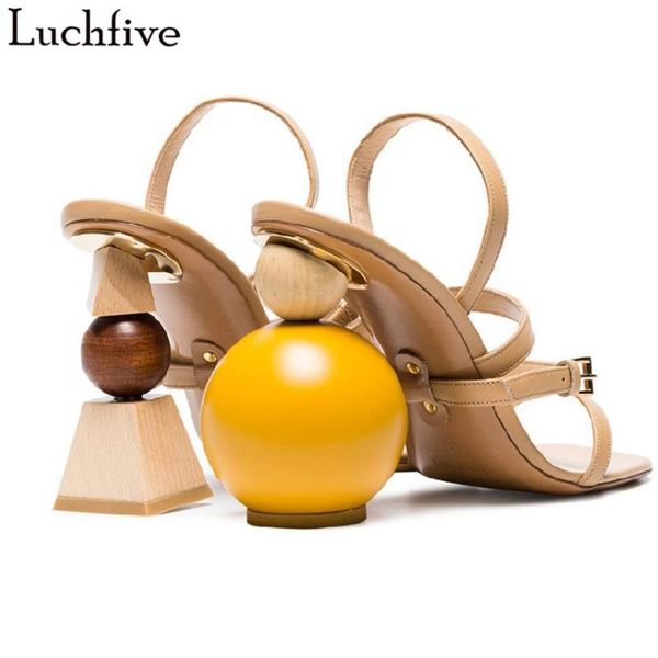 

round ball geometric block high heel sandals women black open toe strange narrow band gladiator summer shoes