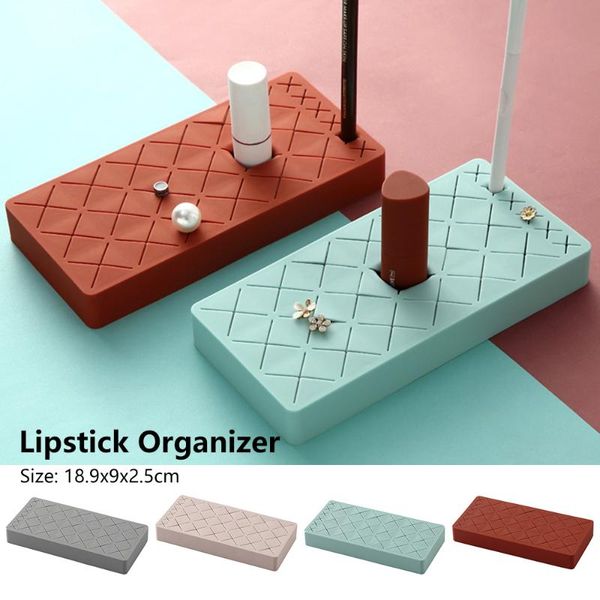

bathroom storage & organization cosmetics lip glaze finishing box silicone lipstick rack eyebrow pencil holder makeup organiser 1pc