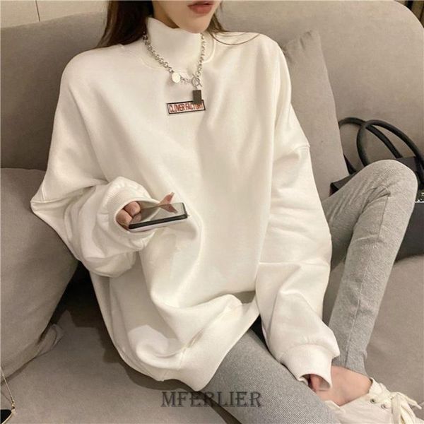 

women's hoodies & sweatshirts size 8xl 150kg winter fleece pullovers for women thicken coat korean turtleneck long sleeve casual large, Black