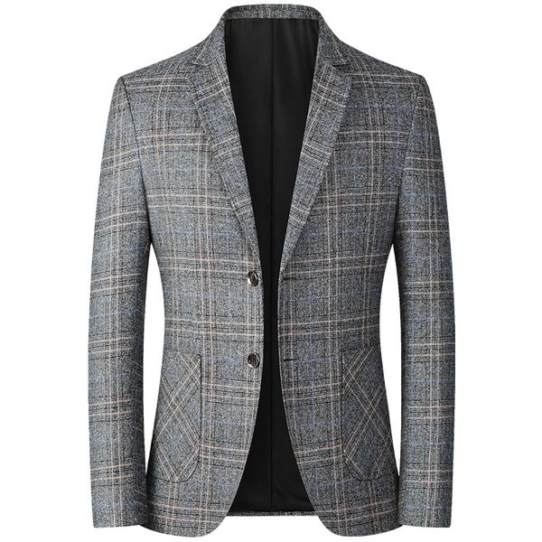 

2021 spring autumn men s blazers british printed wedding business casual suit jacket formal plaid blazer male, White;black
